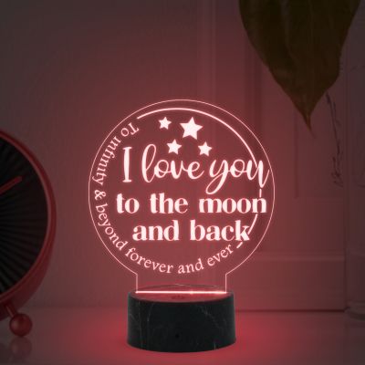 I Love You to The Moon and Back Engraved Night Lamp with Automatic Color Changing Light Bedroom Kids Room Decoration